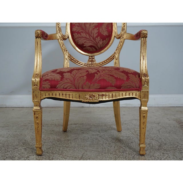 Pair Gold Gilt French Louis XVI Style Open Armchairs For Sale In Philadelphia - Image 6 of 12