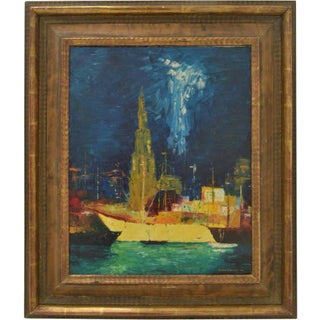 B. Van Landuyt, Belgian City of Ghent, 1974, Oil Painting For Sale