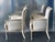 Campaign Judith Norman French Neoclassical Bergere Armchairs in Damask Fabric, a Pair, Gilt, Design Center of America For Sale - Image 3 of 12