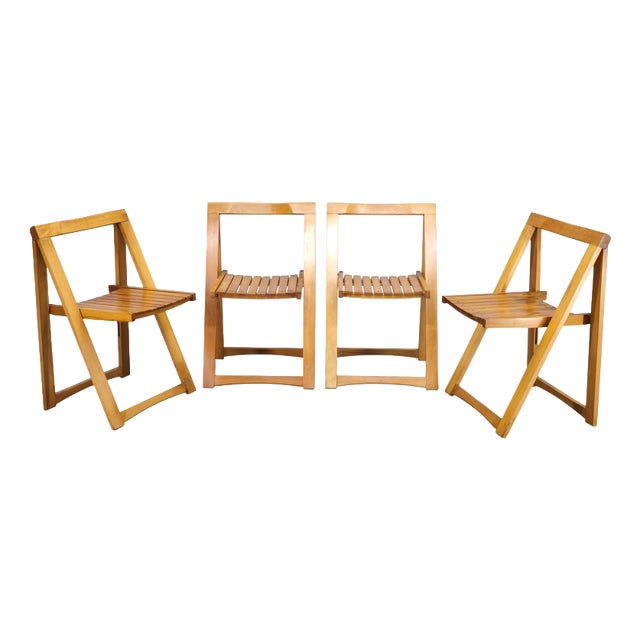 Trieste Folding Chairs by Aldo Jacober for Alberto Bazzani, 1960s, Set of 4 For Sale