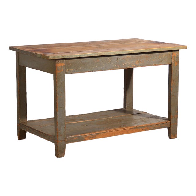 Vintage Worktable in Olive Green, 1920 For Sale