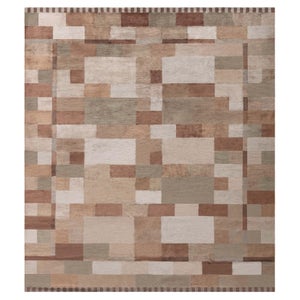 Modern Tibetan “Dune” Design Hand-Knotted Silk Rug by Doris Leslie Blau