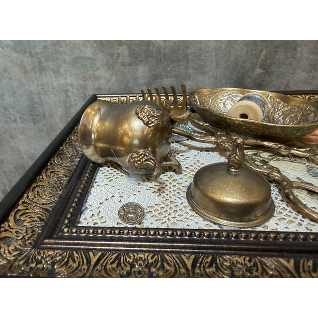 Brass Vintage Framed Brass Assemblage Wall Decor For Sale - Image 8 of 16
