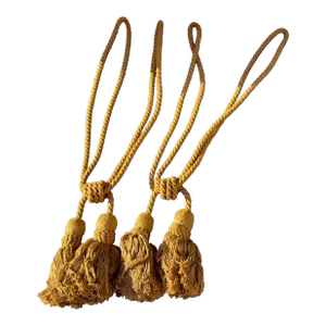 Late 20th Century Braided Gold Curtain Tie Backs With Tassels- a Pair