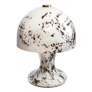 Mid-Century Modern White Hand-Blown Mushroom Glass Table Lamp from Süssmuth, 1960s For Sale