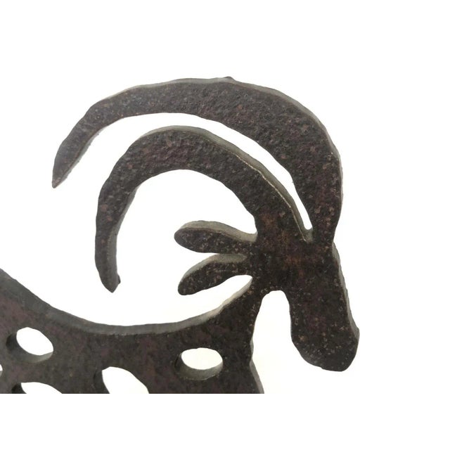 American Briggs Vintage Western Longhorn Sheep Iron Art Metal Sculpture Signed 7.75" For Sale - Image 3 of 5