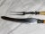 Mid-Century Modern Vintage Sheffield England Stainless Carving Set Fork and Knife Bakelite Handles For Sale - Image 3 of 9