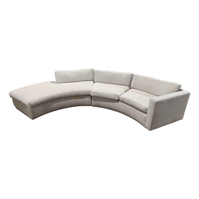 Nathan Anthony Gray Curved Sofa For Sale