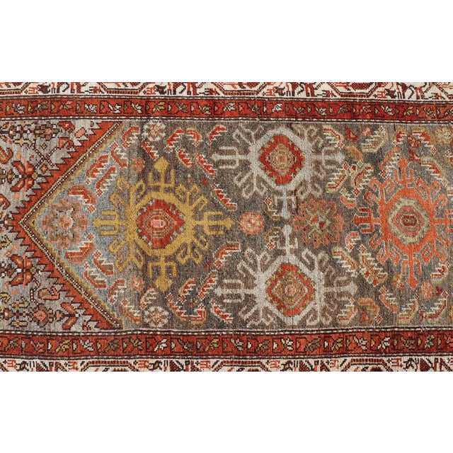 Gray Antique Persian Hamadan Long Runner in Brown, Gray and Earth Tones 2'6 X 16'3 For Sale - Image 8 of 14