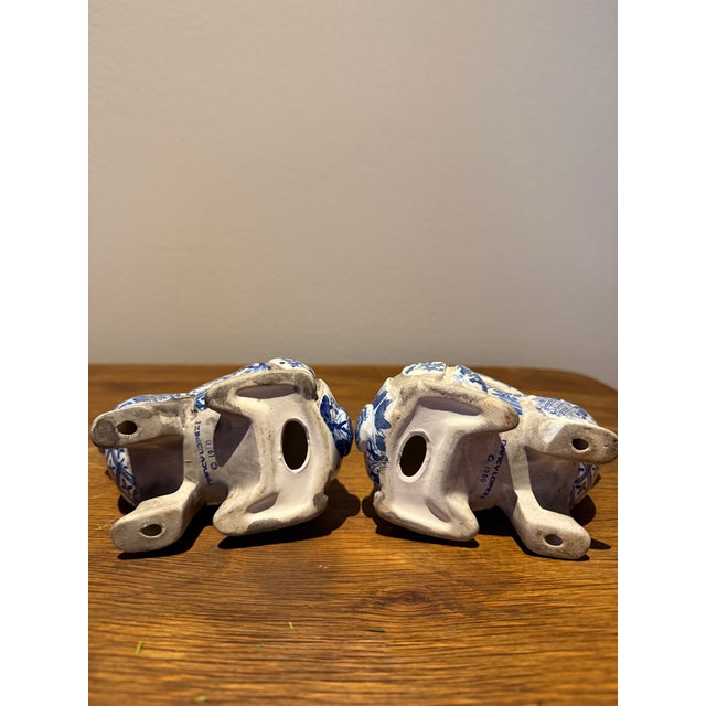 Blue and White Rabbit Candle Stick Holder Set Created by Artist Nancy Lopez in the 1980s Sold Through Tiffany & Co For Sale - Image 9 of 12