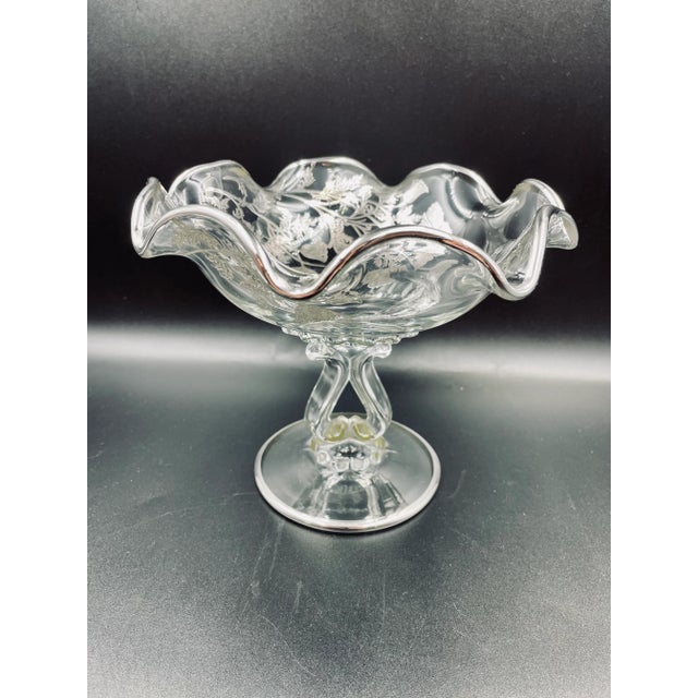 Mid 20th Century Silver City Glass Co. “Flanders Clear” Crumple Glass Compote & Corresponding Bowl Set - 2 Pieces For Sale - Image 4 of 12