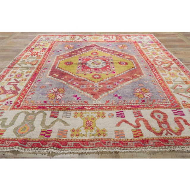 Red Vintage Turkish Oushak Rug with Modern Style - 05'11 x 08'04 For Sale - Image 8 of 10