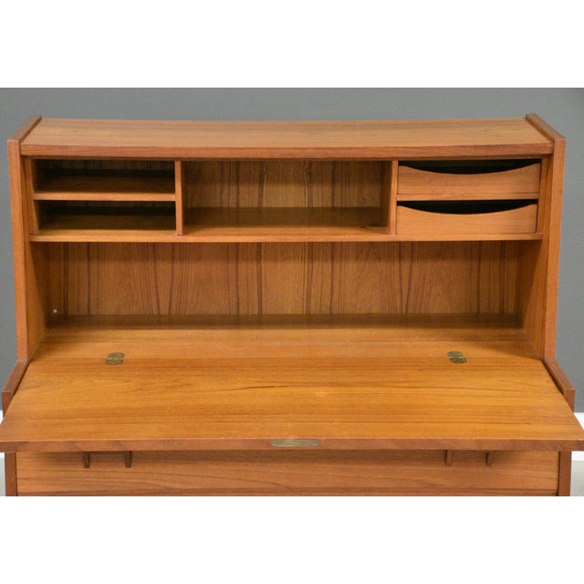 Brown 1960s Danish Modern Teak Secretary Desk For Sale - Image 8 of 10