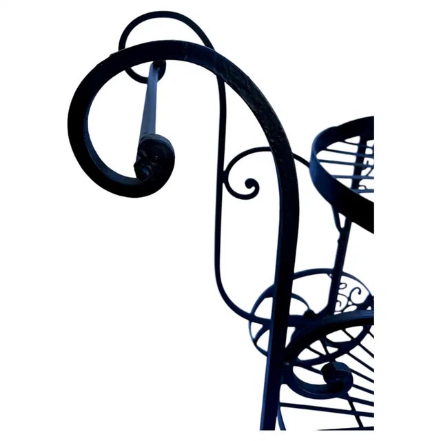 Two Tier Wrought Iron Console Table Bar Cart Form Salterini Italian Scrollwork For Sale - Image 11 of 16
