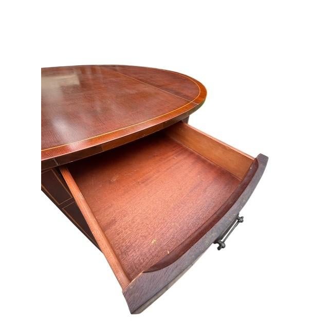 Vintage Mersman Federal Style Mahogany Drop Leaf Accent Table With Drawer For Sale - Image 9 of 15