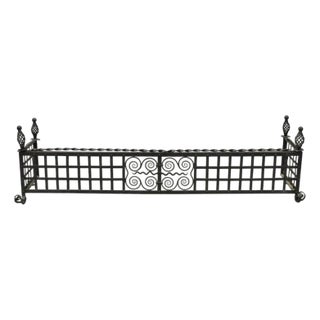 Antique Gothic Wrought Iron Spiral Twist 56" Fireplace Mantel Fender Surround For Sale
