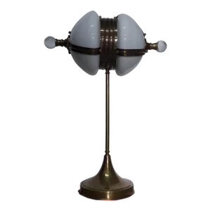 Vintage 1940s Art Deco Brass Table Lamp Light with Milk Glass Shade