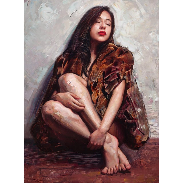 Early 21st Century Remember When by Matt Talbert | Oil on panel Portrait of a seated woman with bare feet. For Sale - Image 5 of 5