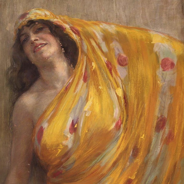 Aldo Mazza, Portrait of an Oriental Woman, 1912, Oil on Canvas For Sale - Image 10 of 15