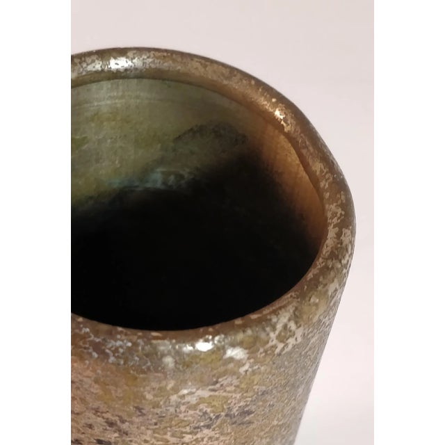 Antique Heintz Bronze Vase with Sterling Silver Overlay and Gold Dore Finish. The bronze has an excellent original patina,...