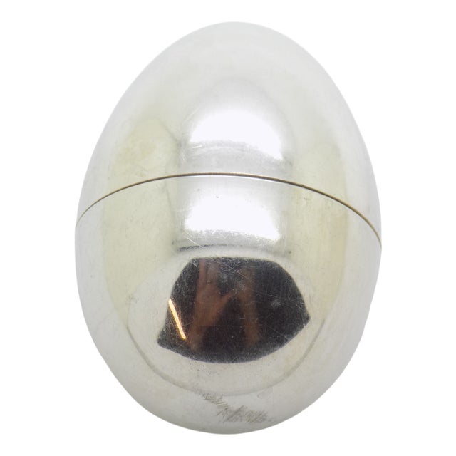Vintage Italian Silver Egg Shaped Box, 1980s For Sale