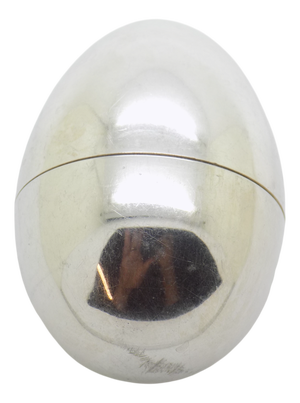 Vintage Italian Silver Egg Shaped Box, 1980s