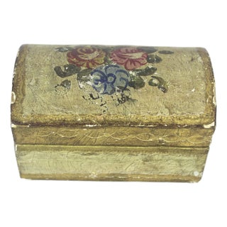 Vintage Florentine Domed Trinket Box Gold Italian Ornate Gilt, Wood For Sale