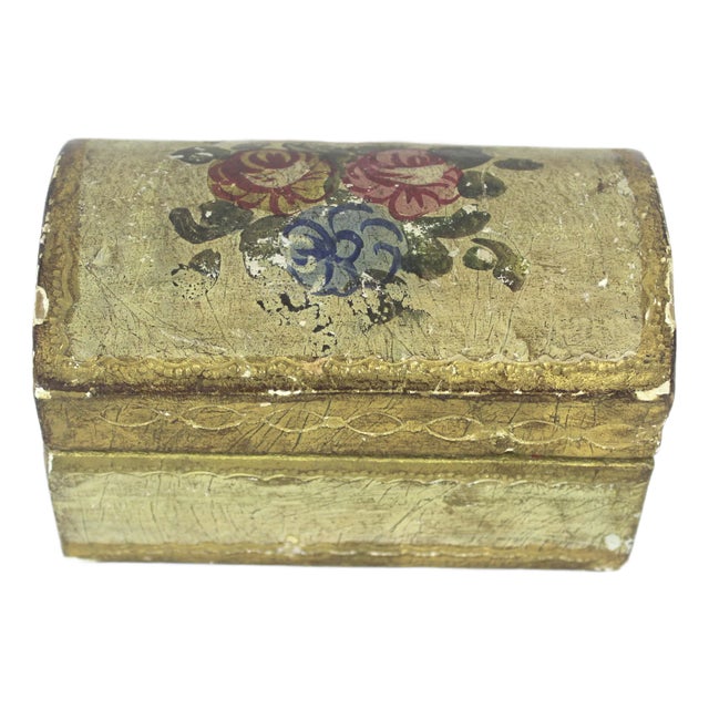 Vintage Florentine Domed Trinket Box Gold Italian Ornate Gilt, Wood For Sale