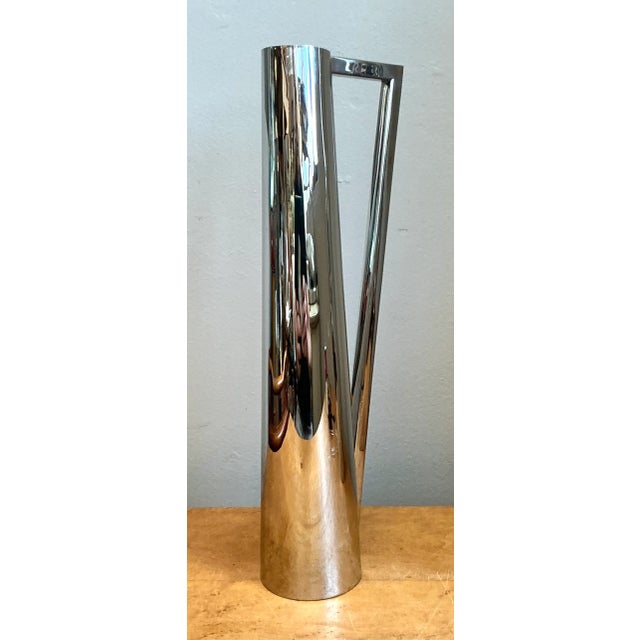 Vintage Modernist Metal Tall Pitcher For Sale - Image 4 of 14