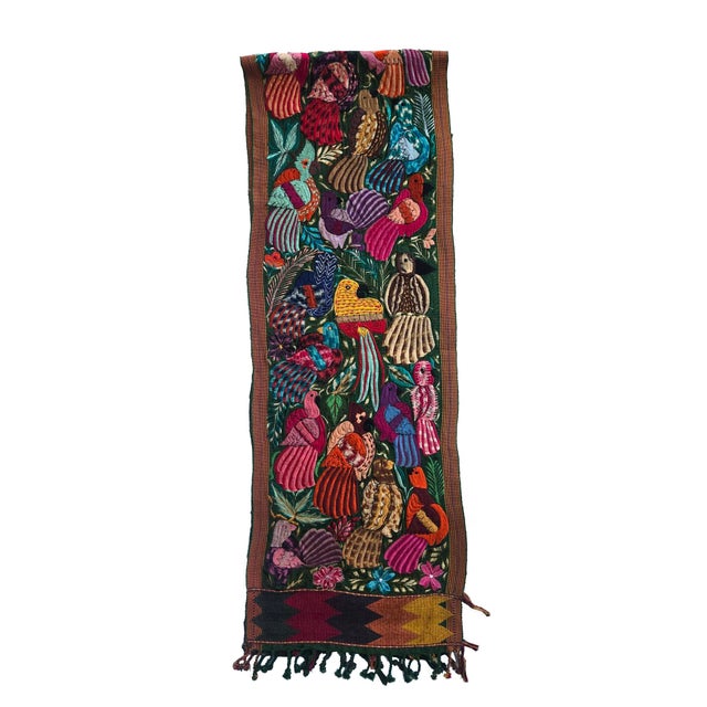 Vintage Hand Embroidered Mexican Textile Wall Hanging For Sale - Image 13 of 13