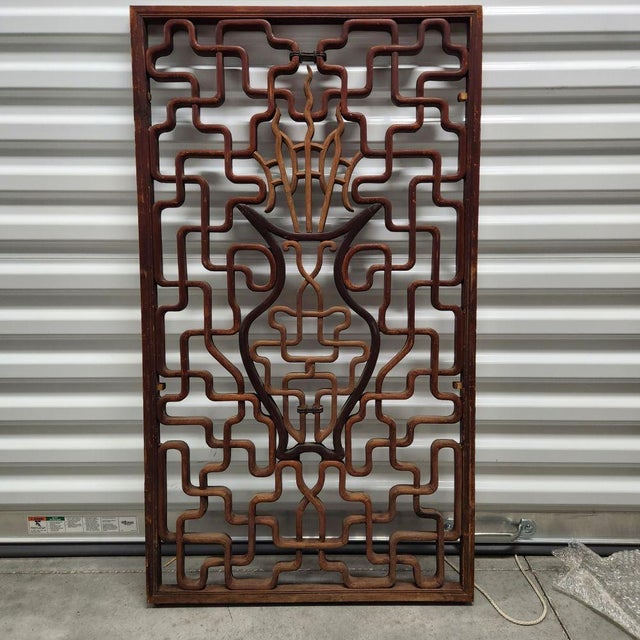 Six Qing Antique Chinese Wooden Window Panels For Sale - Image 4 of 10