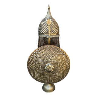 Large Hand Hammered Brass Helmet Shield Set For Sale
