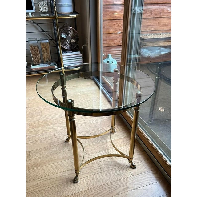Hollywood Regency 1970s Italian Brass Glass Table For Sale - Image 3 of 3