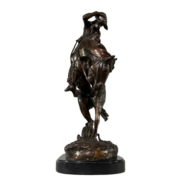 Bronze After Remington “The Rattlesnake” Bronze Sculpture – With Signature – 32” Tall For Sale - Image 8 of 9