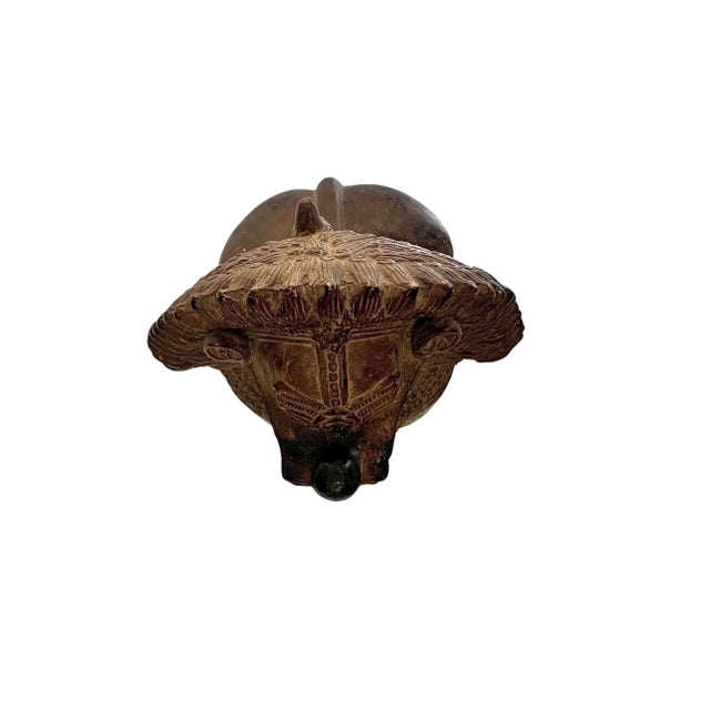 Metal Late 20th Century Foo Dog Statue Large Metal Chinese Guardian Lion Vintage Oriental Decor For Sale - Image 7 of 8