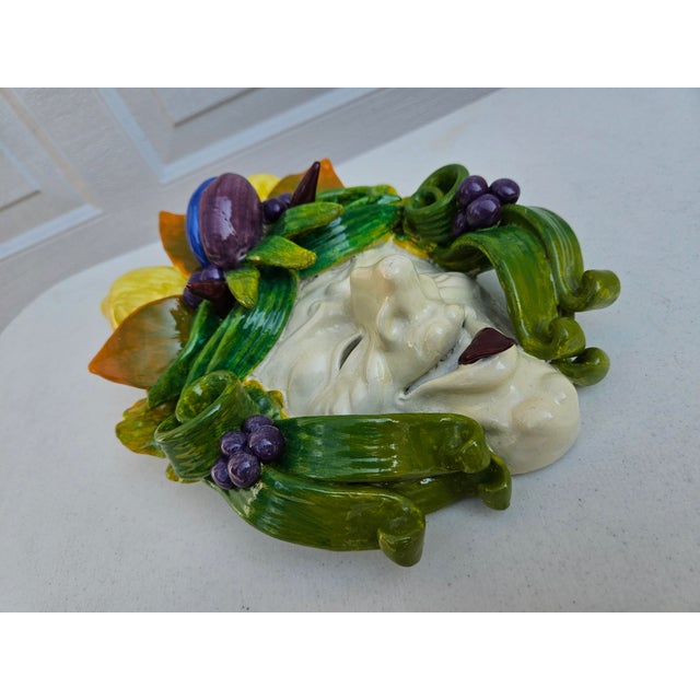 Toscano Bacchus Handcrafted Majolica Style Mask For Sale - Image 9 of 13
