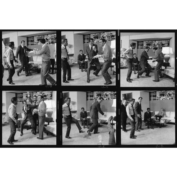 Known as the Rat Pack, they are pictured here on the set of "Ocean's Eleven" in 1960. The collage shows frame by frame how...