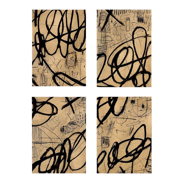 Continuous Line I – IV by Murray Duncan 2026, Set of Four Original Mixed Media Works on Paper For Sale