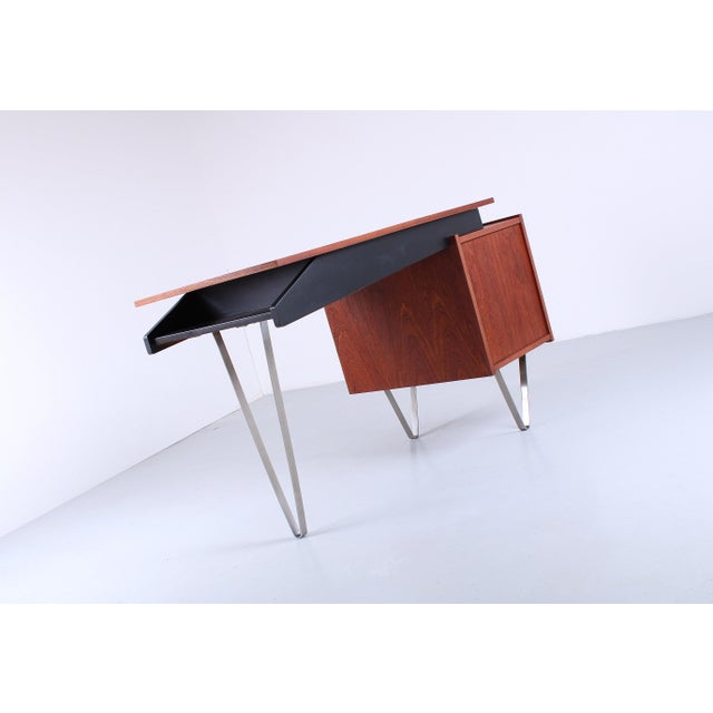 Floating Teak Hairpin Desk from Tijsseling Nijkerk, 1950s For Sale - Image 10 of 15