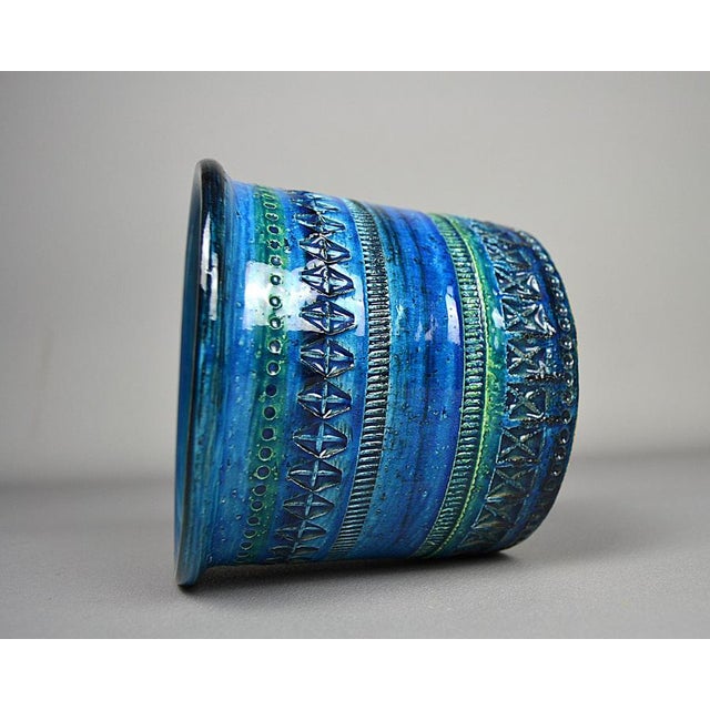 Rimini Blue Flowerpot Cover or Vase by Aldo Londi for Bitossi, 1950s, in Flawless conditions. Designed 1950 to 1959 This...