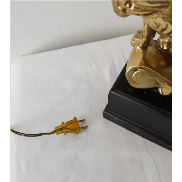 Vintage French Brass Figural Prancing Lion Table Lamp For Sale - Image 9 of 10