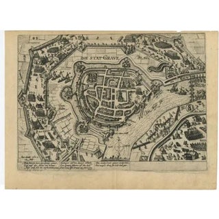 Antique Plan of the Siege of Grave in 1602 For Sale