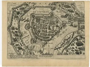 Antique Plan of the Siege of Grave in 1602