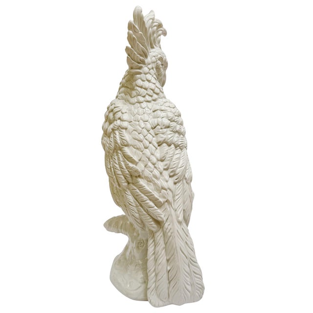 White 1960s Large Scale Mid-Century Italian Glazed Blanc De Chine Cockatoos - A Pair For Sale - Image 8 of 12