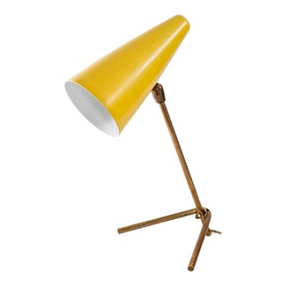 1950s Stilux Milano Yellow Conical Table Lamp For Sale