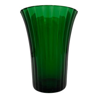 Vintage Emerald Green Ribbed Flared Vase Napco 7.5" Made in Usa 1161 For Sale