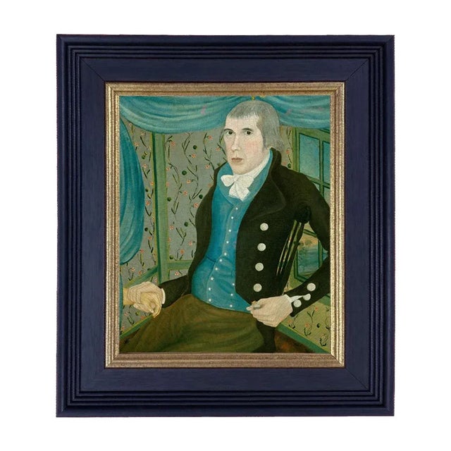 "Dr. Philemon Tracy" Contemporary Folk Art Portrait Reproduction Print on Canvas, Framed, 8 x 10 For Sale - Image 4 of 4