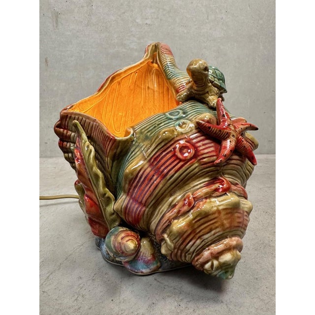 Vintage Ceramic Scene Lamp, 1980s For Sale - Image 4 of 14