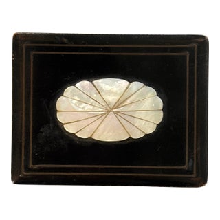 Antique Mother of Pearl Inlaid Lacquered Presentation / Keep Sake Box For Sale