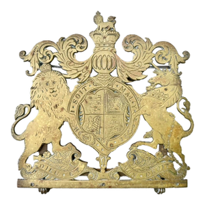 Rare Victorian Brass Adjustable Book Rest With British Royal Coat of Arms 1860 C